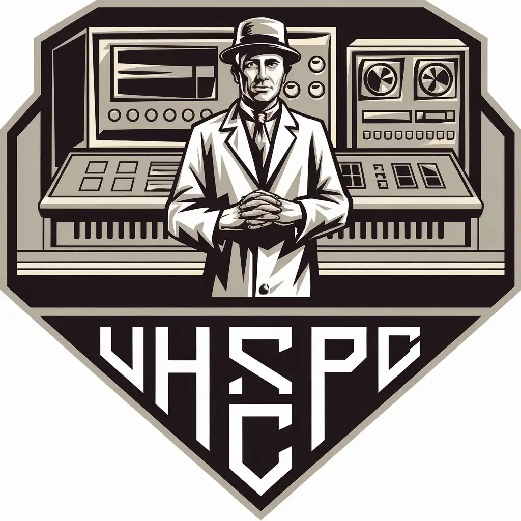 LOGO Design for U H E S P C 1920s Scientist with Homemade Electronic Instruments Theme