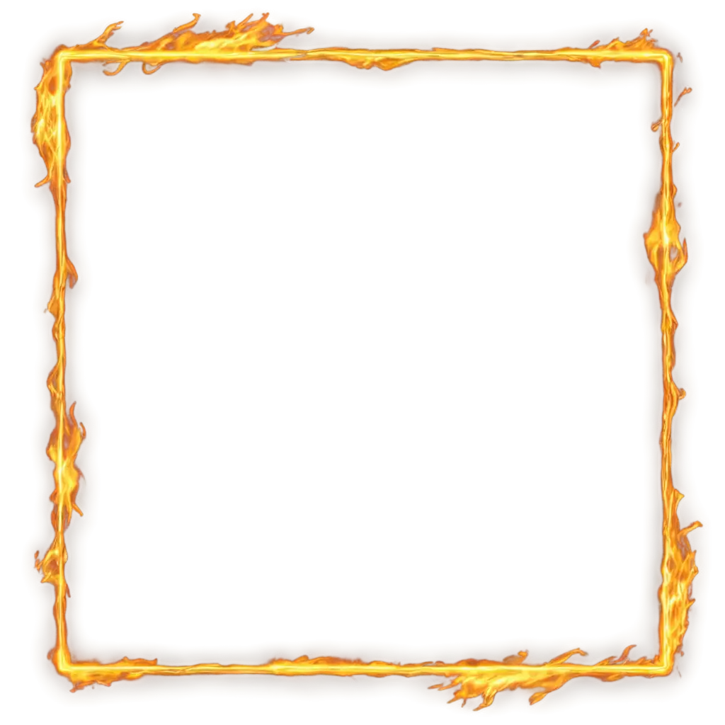 HighResolution-PNG-of-a-Square-Sparkling-Gold-Frame-with-Flames-on-Transparent-Background-Hyper-Realistic-HD