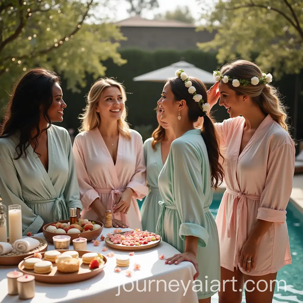 Bridal-Party-at-SpaThemed-Hen-Do-Celebration-with-Fairy-Lights-and-Relaxing-Elements