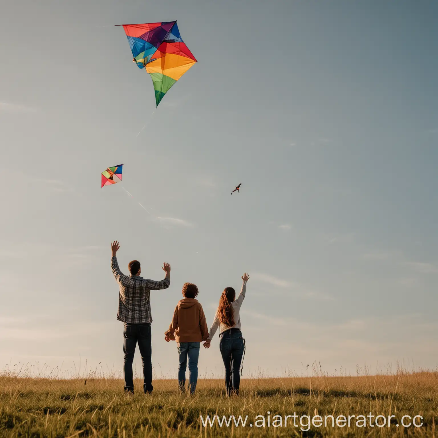 Family-Flying-Kite-Together-in-Sky