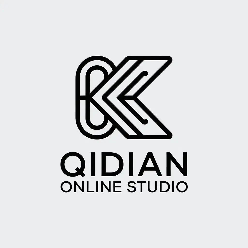 a vector logo design,with the text "Qidian Online Studio", main symbol:letter K,Minimalistic,be used in Internet industry,clear background