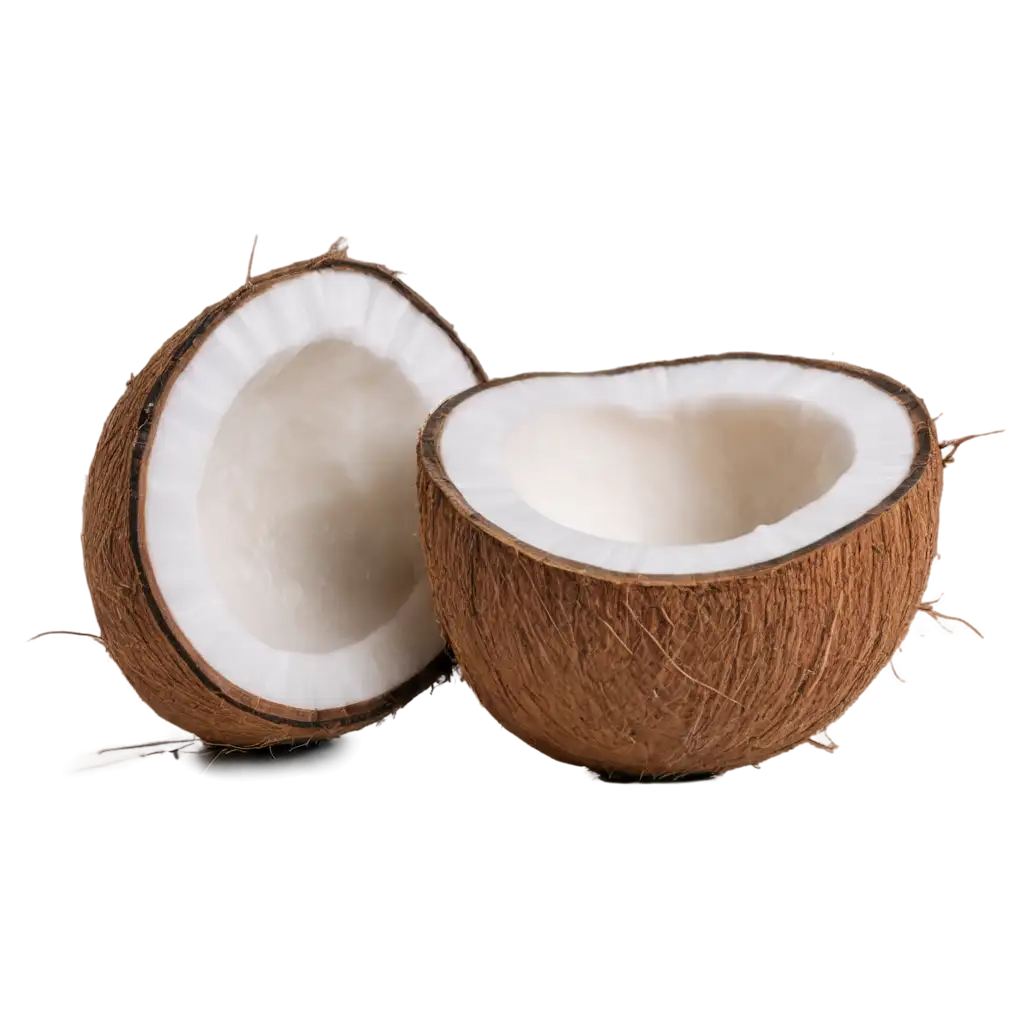 HighQuality-PNG-Image-of-Coconut-Half-Piece-on-a-Table-Fresh-and-Crisp-Visual-Appeal