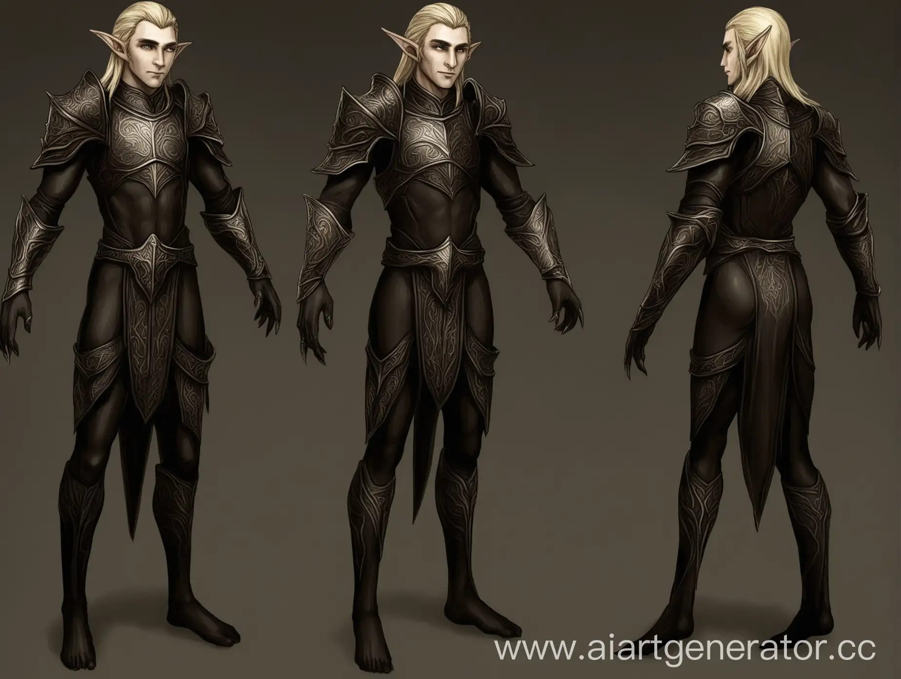 The Thalmor elf  (he a man) Ankano from the Skyrim game in a tight dress