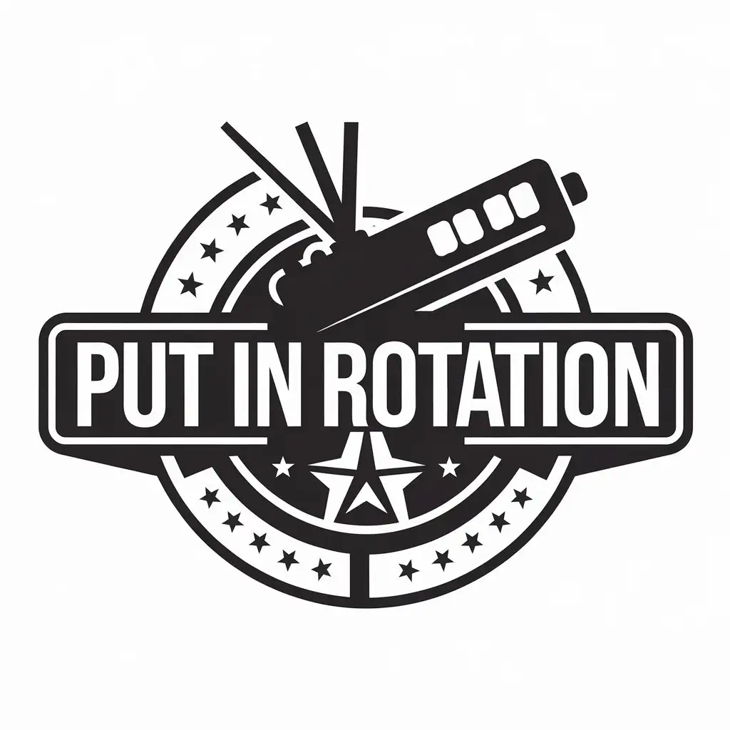 a vector logo design,with the text "Put in rotation", main symbol:DVR,Moderate,be used in Entertainment industry,clear background