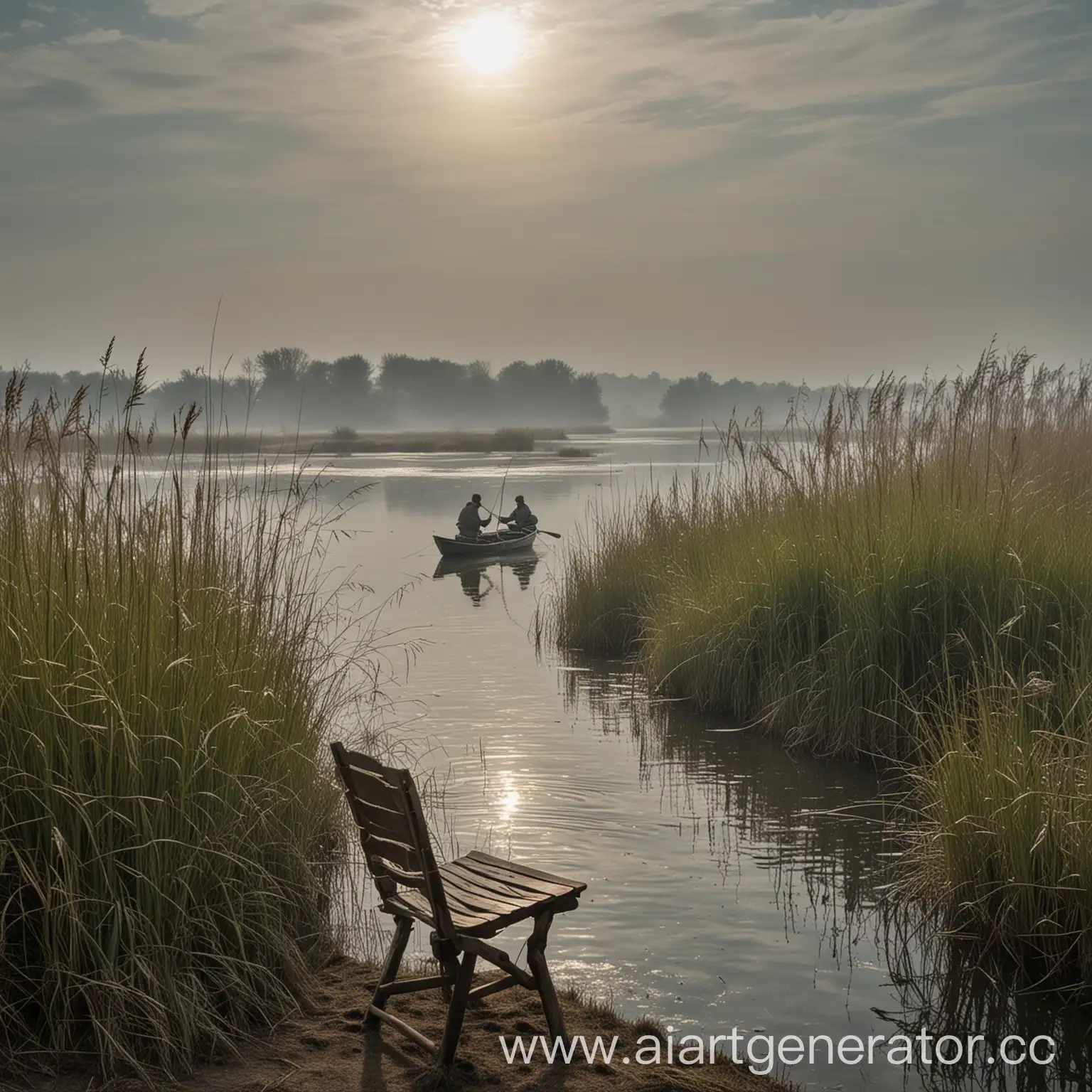 Tranquil-River-Fishing-Scene-with-Reed-Banks