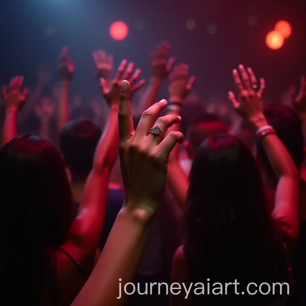Nightclub-Crowd-with-Prominent-Female-Hand-and-Tan-Line