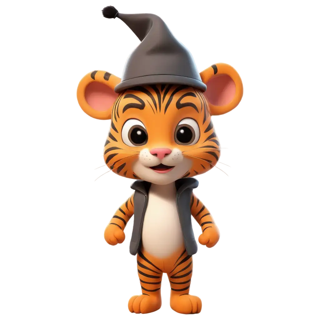 Small-Cute-3D-Tiger-Character-with-FP-Hat-PNG-Image-AIGenerated-Art-Prompt