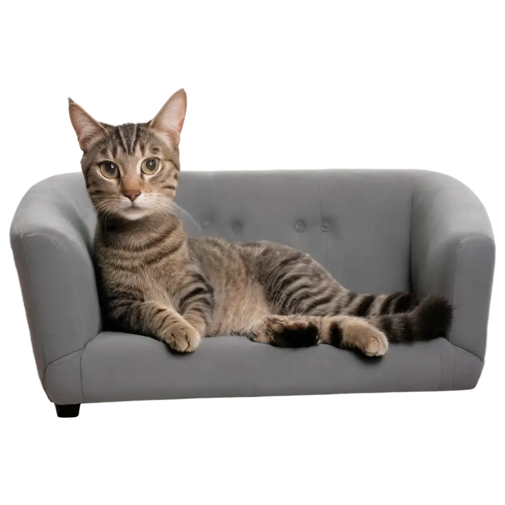 PNG-Image-of-a-Cat-on-the-Couch-Capturing-Coziness-and-Charm