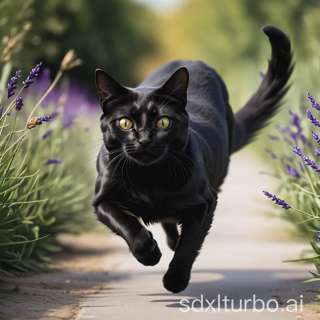 Black cat running