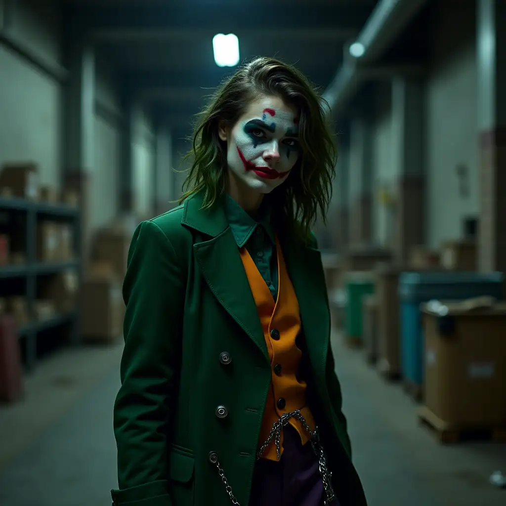 Teagan-Croft-as-Female-Joker-in-Gotham-Warehouse-at-Night