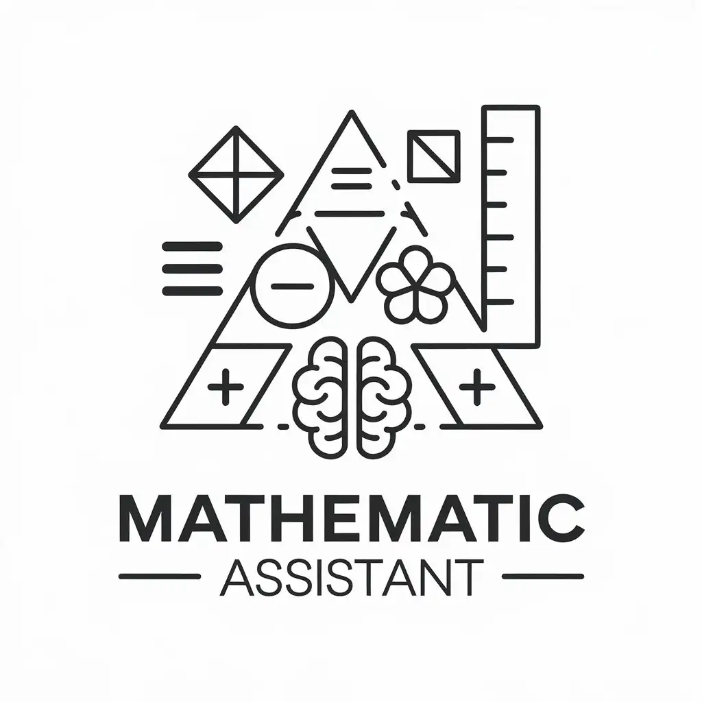 LOGO Design for Mathematical Assistant Minimalist Math Symbols with Brain and Knowledge Theme