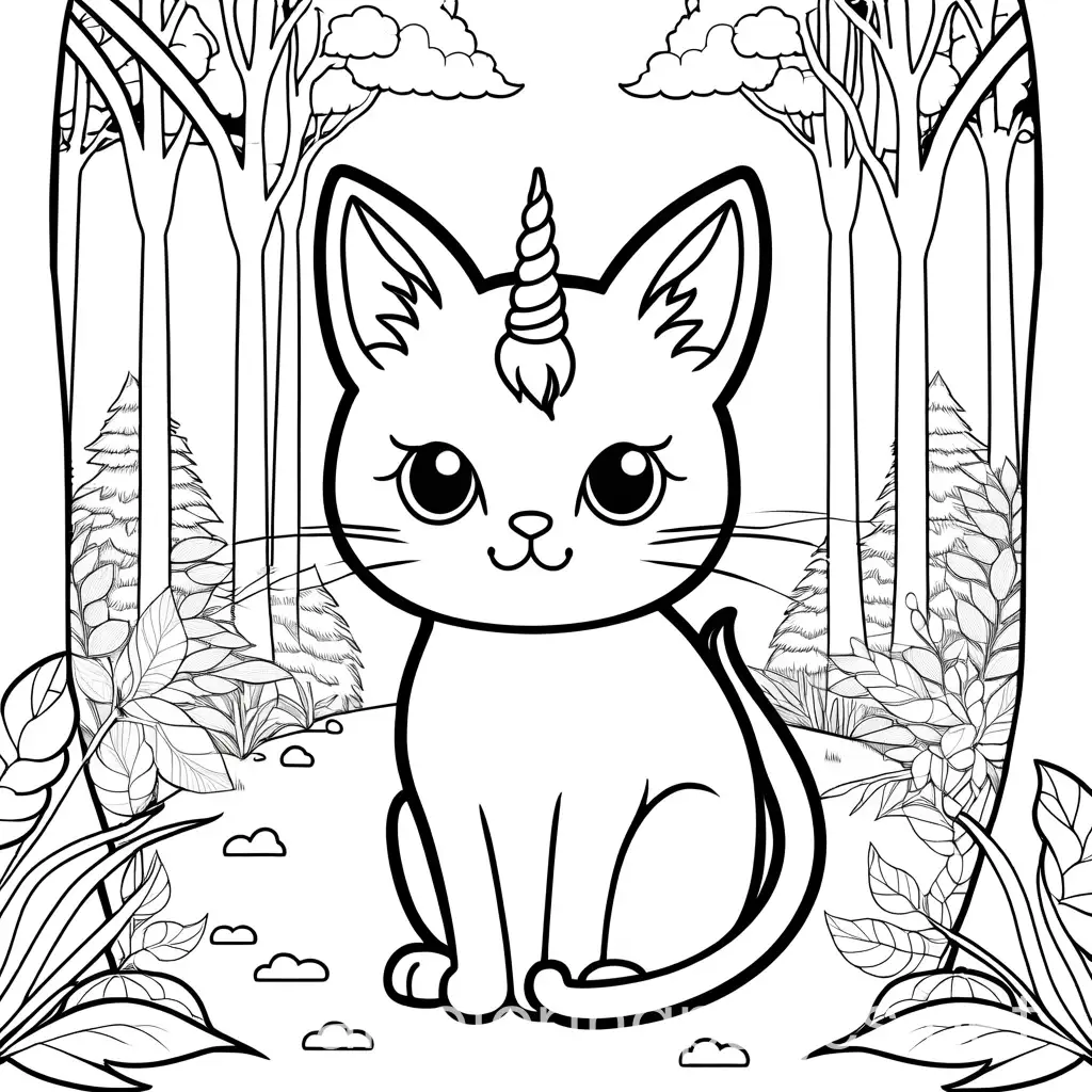 Kittycorn-in-Forest-Coloring-Page-for-Kids