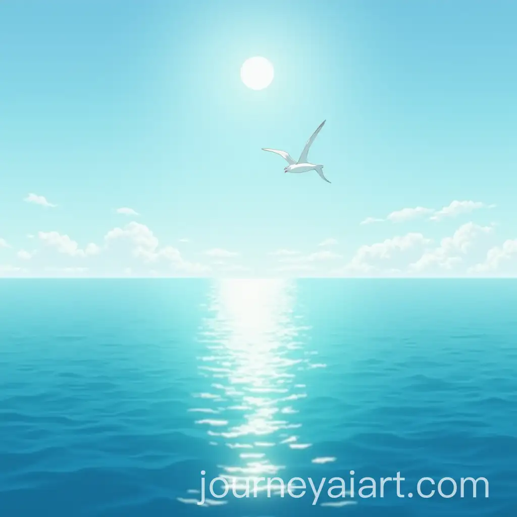 AI-Image-Prompt-ExpansionSerene-Ocean-with-Shimmering-Sunlight-and-Soaring-Seagull-in-Anime-Style