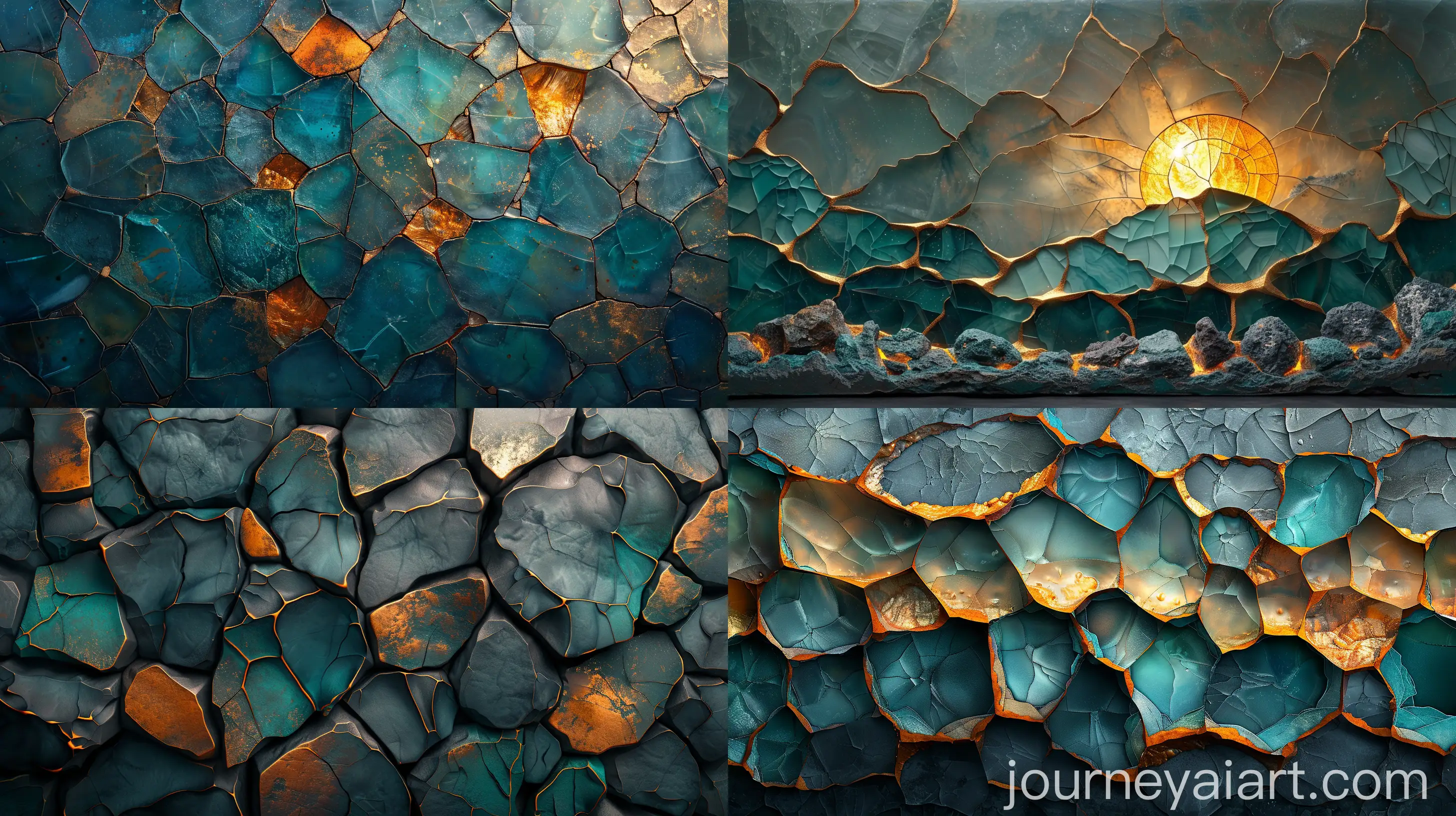 Stunning-Abstract-Teal-and-Gold-Fractured-Glass-Pattern