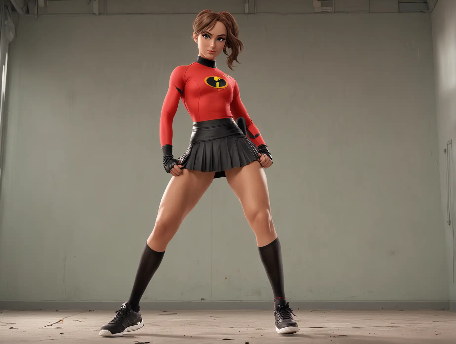 Elastigirl-in-Tennis-Mini-Skirt-Posing-in-Empty-Room