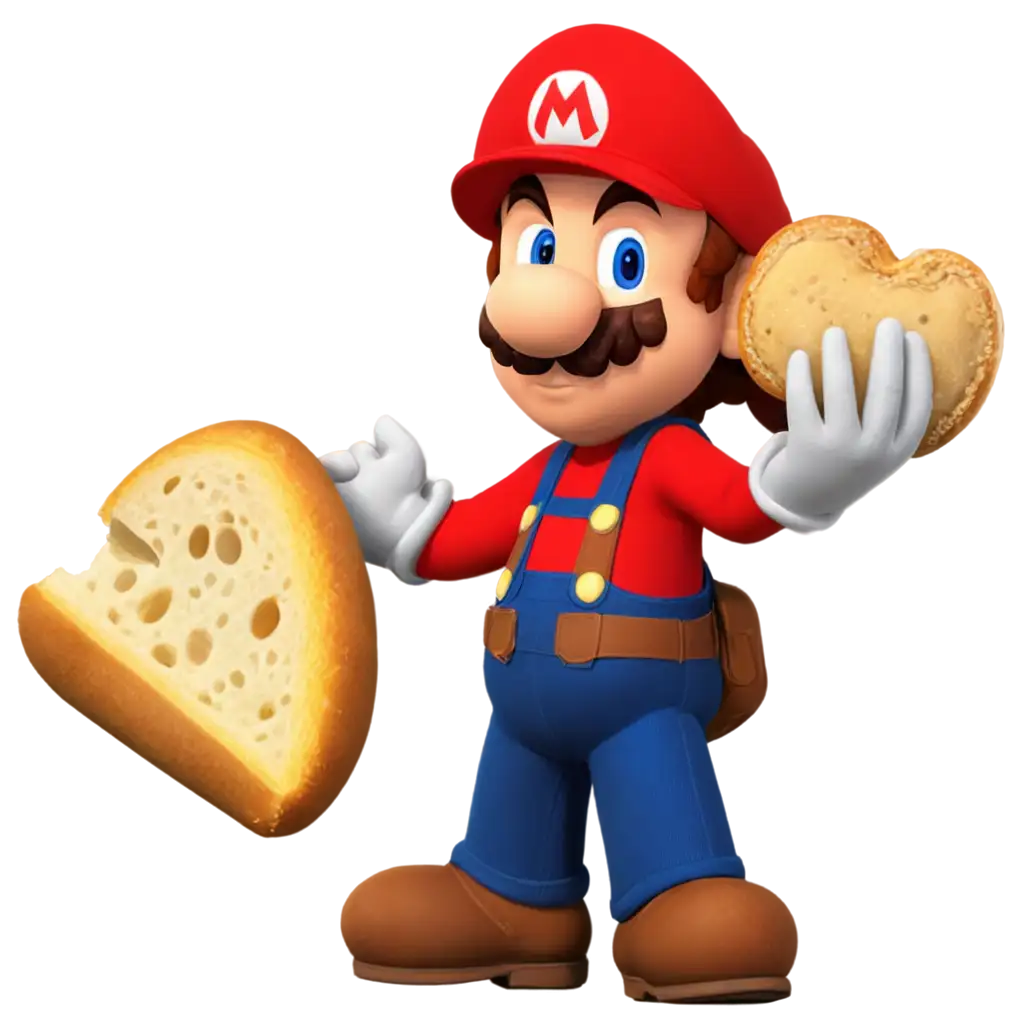 Realistic-PNG-Image-of-Mario-Bros-Holding-a-Giant-Bread-Enhance-Your-Content-with-Visual-Creativity