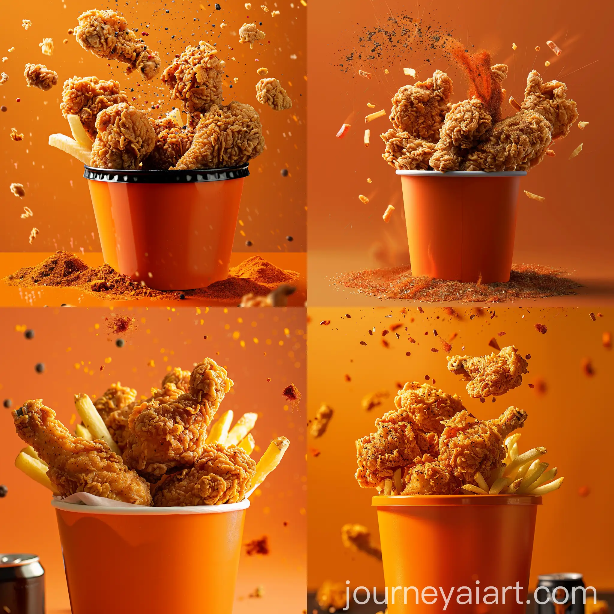Crispy-Fried-Chicken-in-Orange-Bucket-with-French-Fries-and-Refreshing-Drink