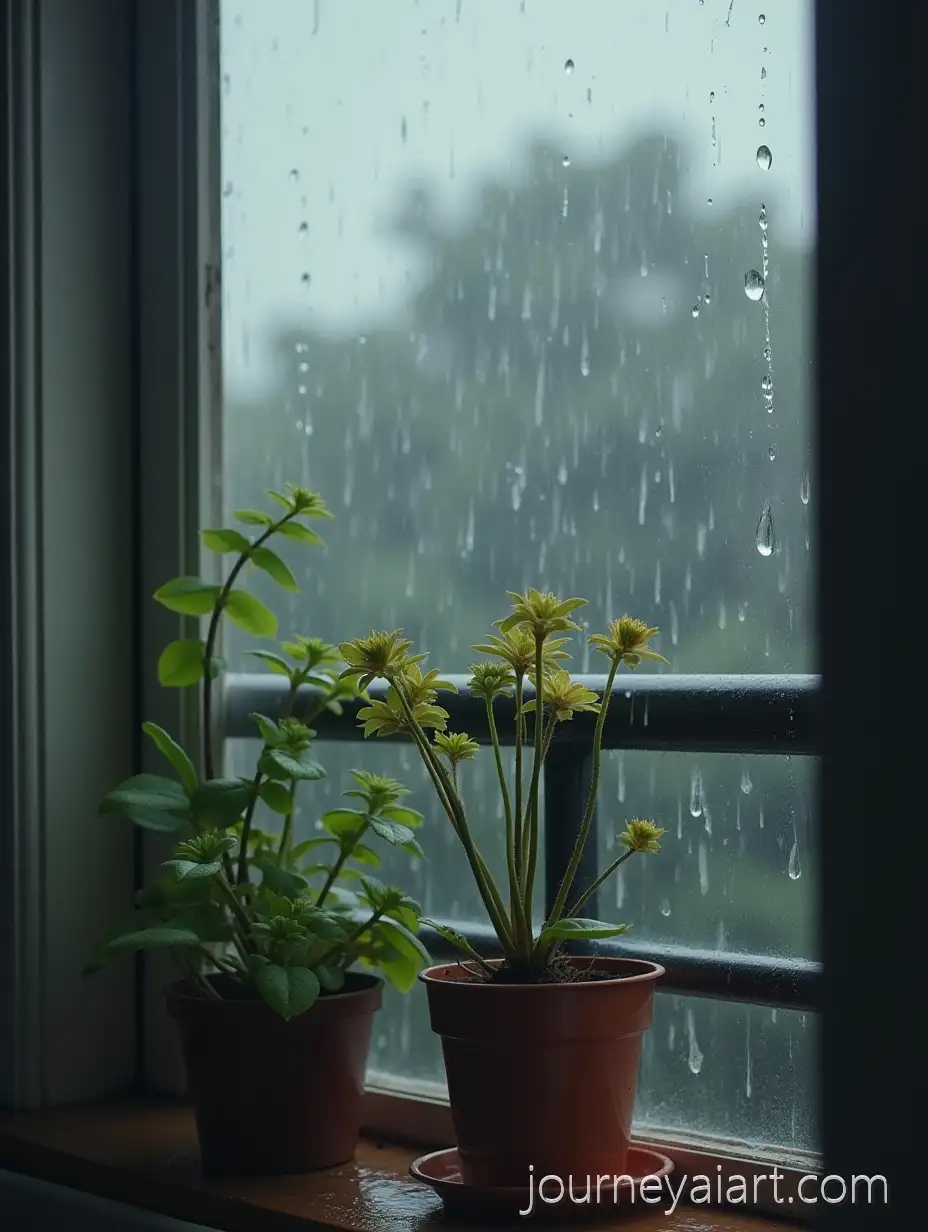 AI-Art-Prompt-ExpansionKalanchoe-Plant-on-Urban-Balcony-During-Monsoon-Rain
