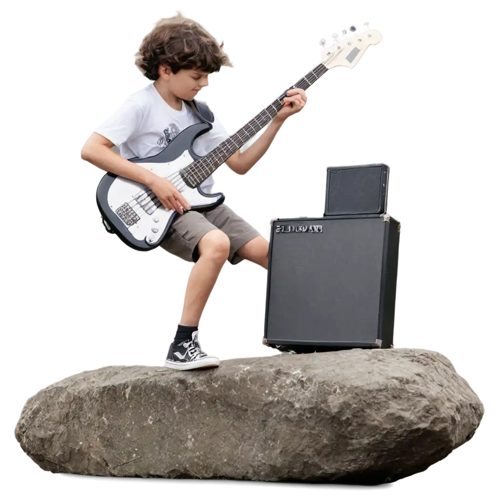 Boy-Playing-Bass-Guitar-on-a-Rock-HighQuality-PNG-Image