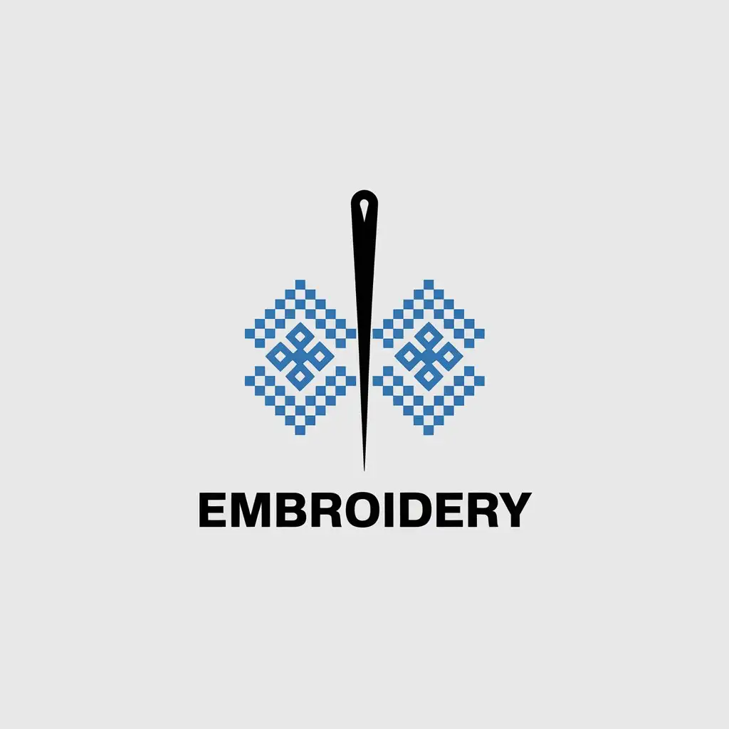 LOGO Design for Embroidery Vyshyvanka Needle Minimalistic Clear Background