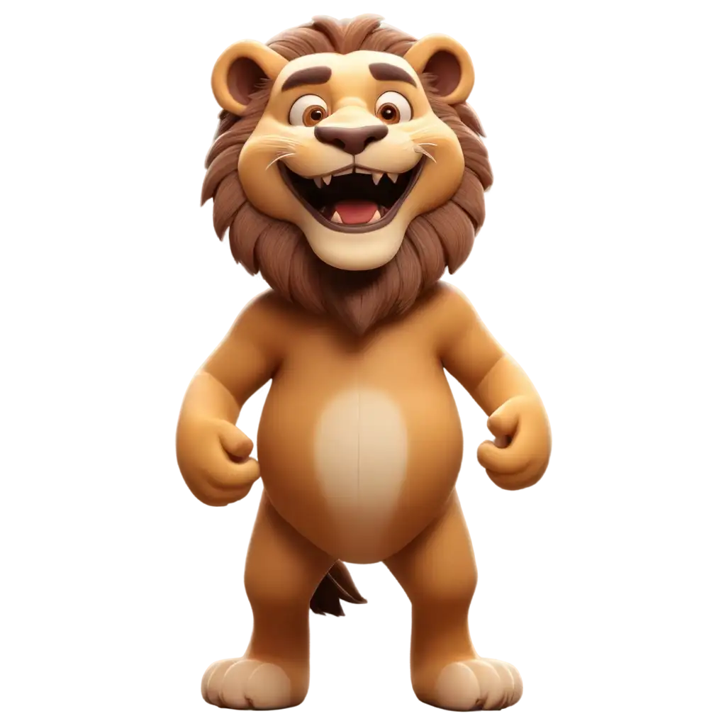 3D-Front-Standing-Lion-with-Smiley-Face-PNG-Image-for-Versatile-Use