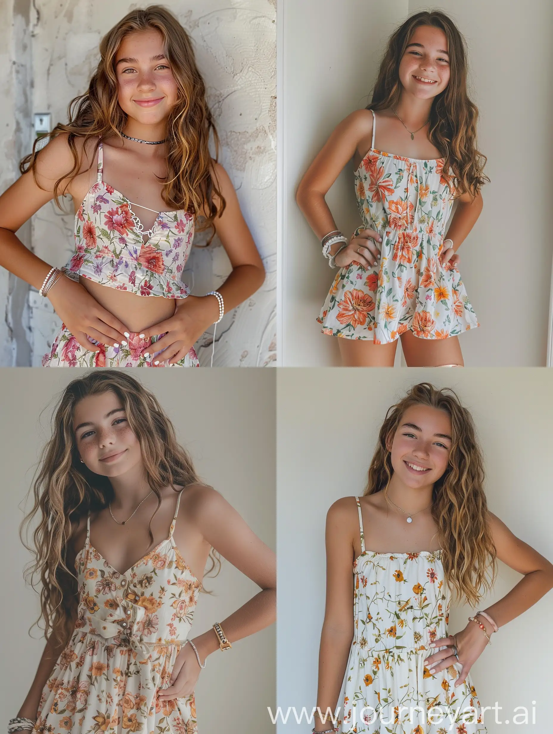 Cheerful-Teenage-Girl-in-Floral-Sundress-and-Sandals-Smiling-with-Confidence