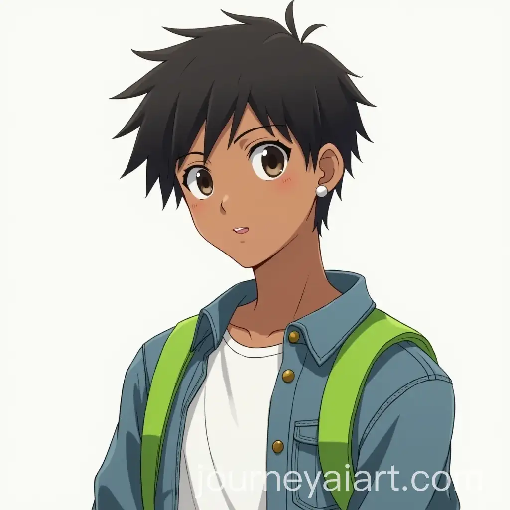 Brown-Skinned-Anime-Boy-in-Denim-Jacket-with-Neon-Green-Backpack