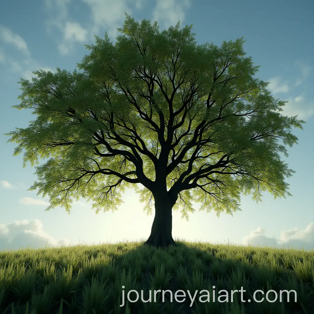 Low-Angle-View-of-a-Majestic-Tree-with-Sky-Background