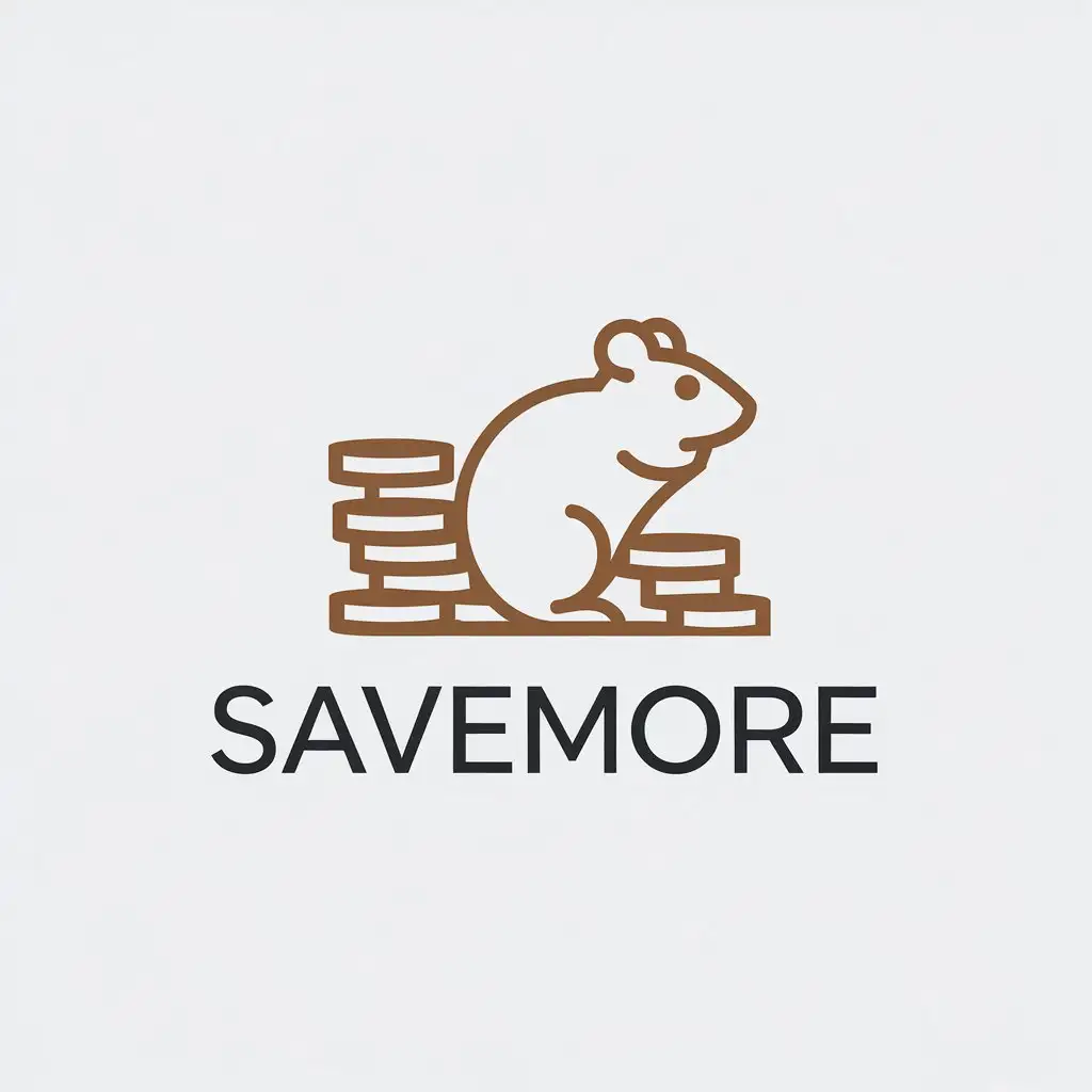 a vector logo design,with the text "Savemore", main symbol:Hamster,Minimalistic,be used in Finance industry,clear background