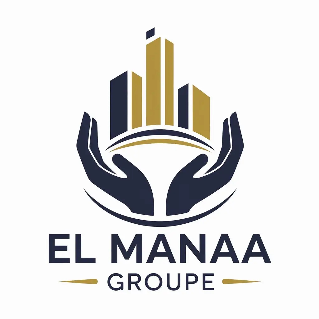 LOGO Design for EL MANAA GROUPE Vector Building Symbol with Hands Emphasizing Team Collaboration in Travel Industry