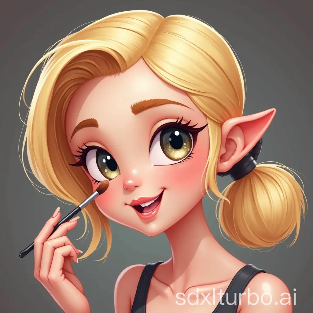 Cartoon-Makeup-Artist-with-Blonde-Pigtails