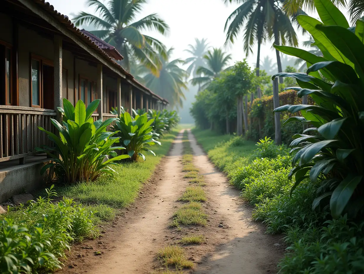 a clean path in a village in Indonesia