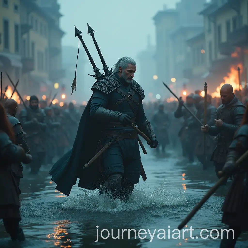 Epic-Battle-Scene-of-Witcher-in-Flooded-Terrain-During-Five-Wars