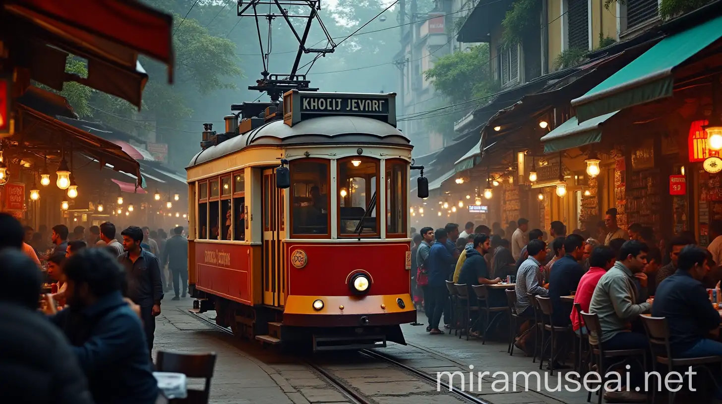 Historic Kolkata Trams Transformed into Cafes Amid Bustling Market Streets