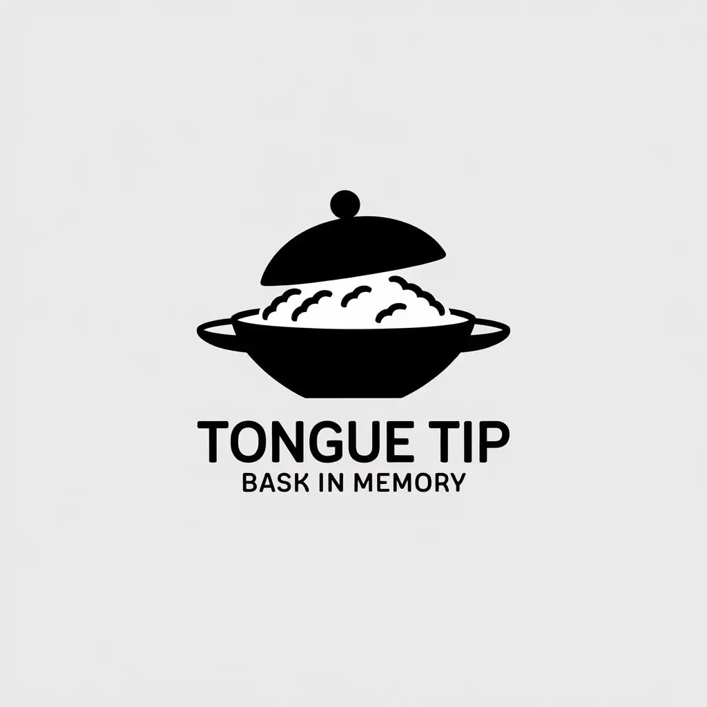 a vector logo design,with the text "tongue tip bask in memory", main symbol:cover rice,Minimalistic,be used in Restaurant industry,clear background