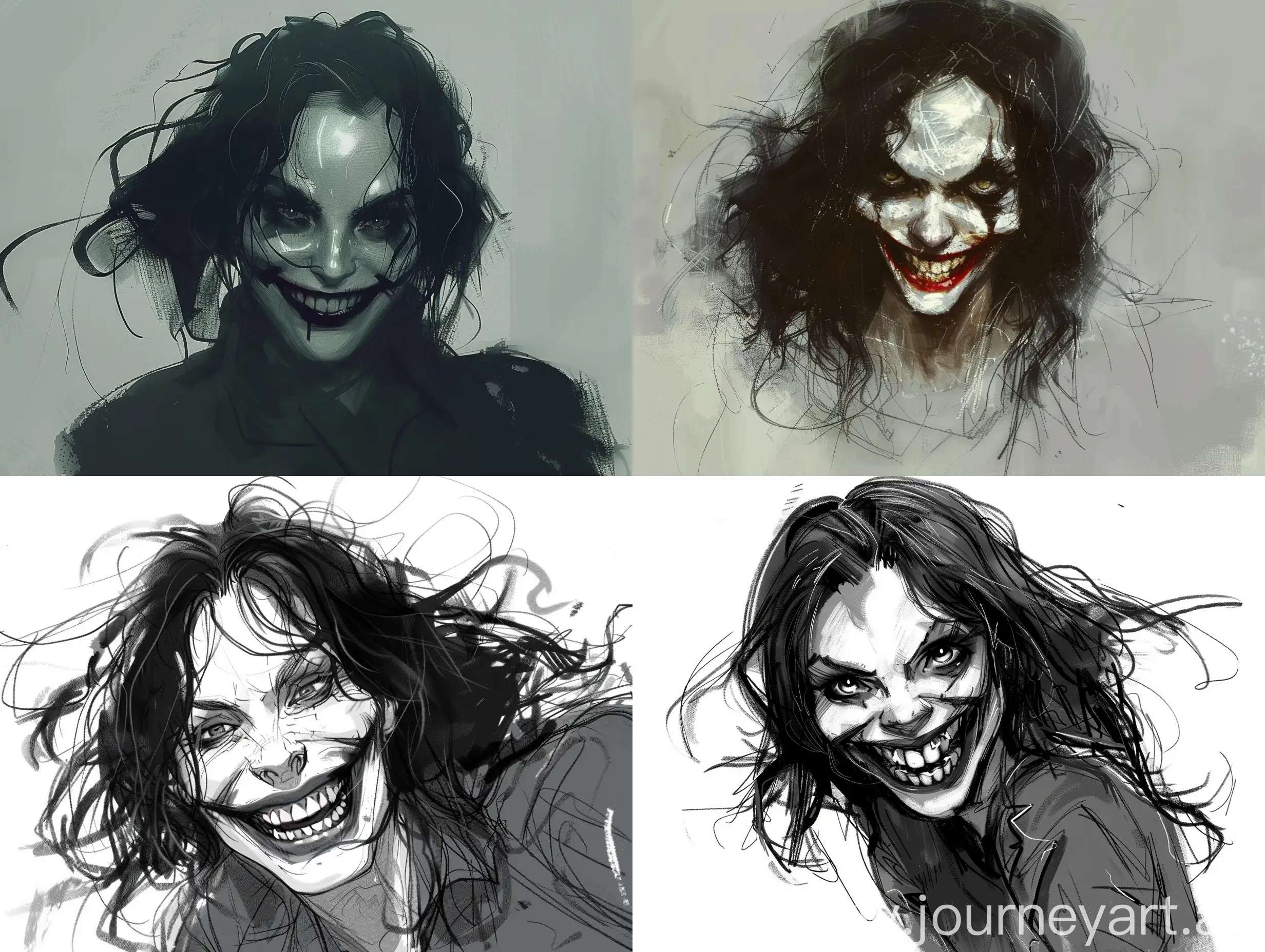 Police-Sketch-of-Female-Joker-with-MediumLength-Hair-and-Wide-Smile