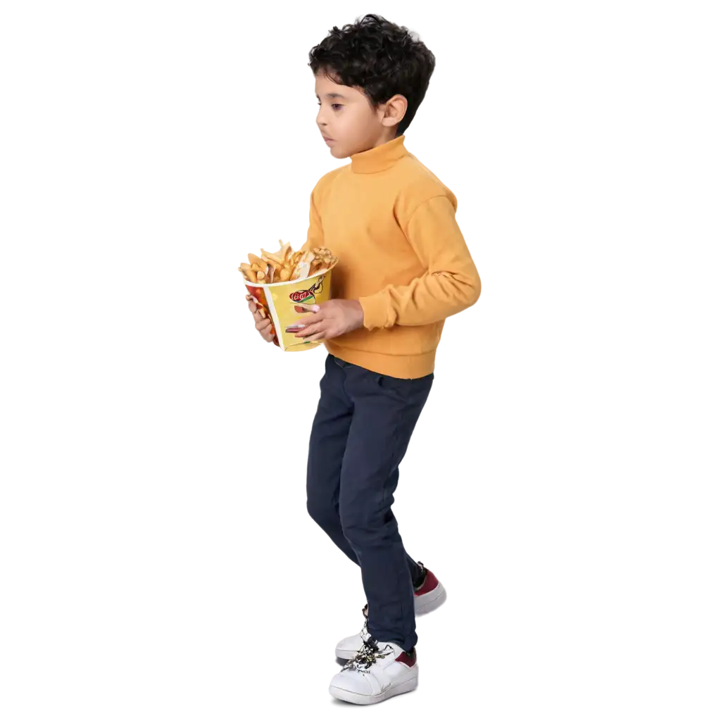 a kid eating fast food