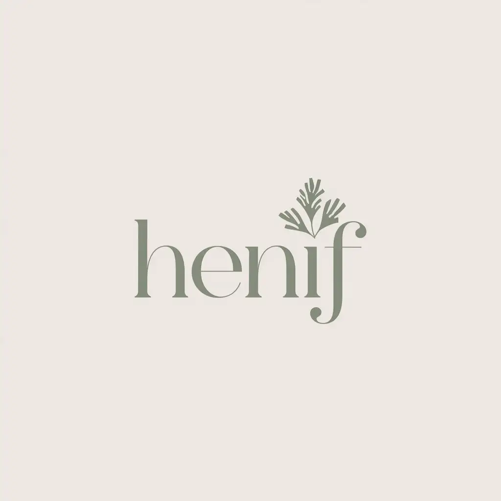 LOGO Design for HENIF Abstract Herbal Symbol with Soft Green Beige Minimalistic Theme