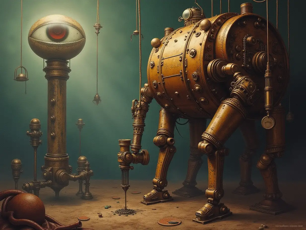 Surrealist questions for the artificial unconscious of Steampunk