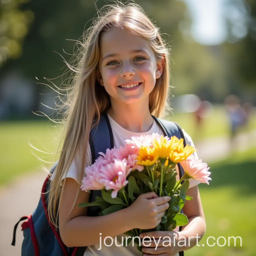 Student-Holding-Flowers-Ready-for-School-on-September-1st