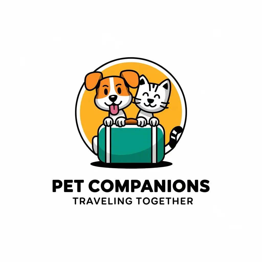 LOGO-Design-for-Pet-Companions-Travel-A-Vector-Artwork-Featuring-Pets-on-an-Adventure