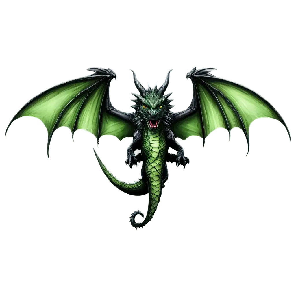 Detailed-Black-and-Green-Dragon-PNG-Image-for-Creative-Logos