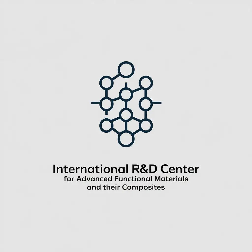 LOGO Design for International RD Center for Advanced Functional Materials and Their Composites Molecule Symbol with Technology Theme