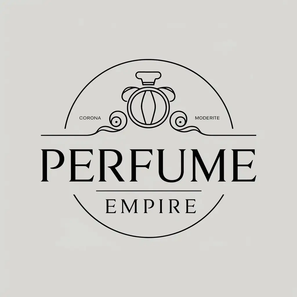 a vector logo design,with the text "Perfume Empire", main symbol:Corona perfume,Moderate,be used in shop industry,clear background