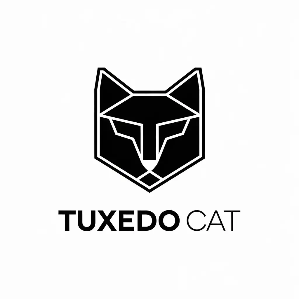 LOGO Design for Tuxedo Cat Minimalistic Black and White Cat Symbol for Finance Industry