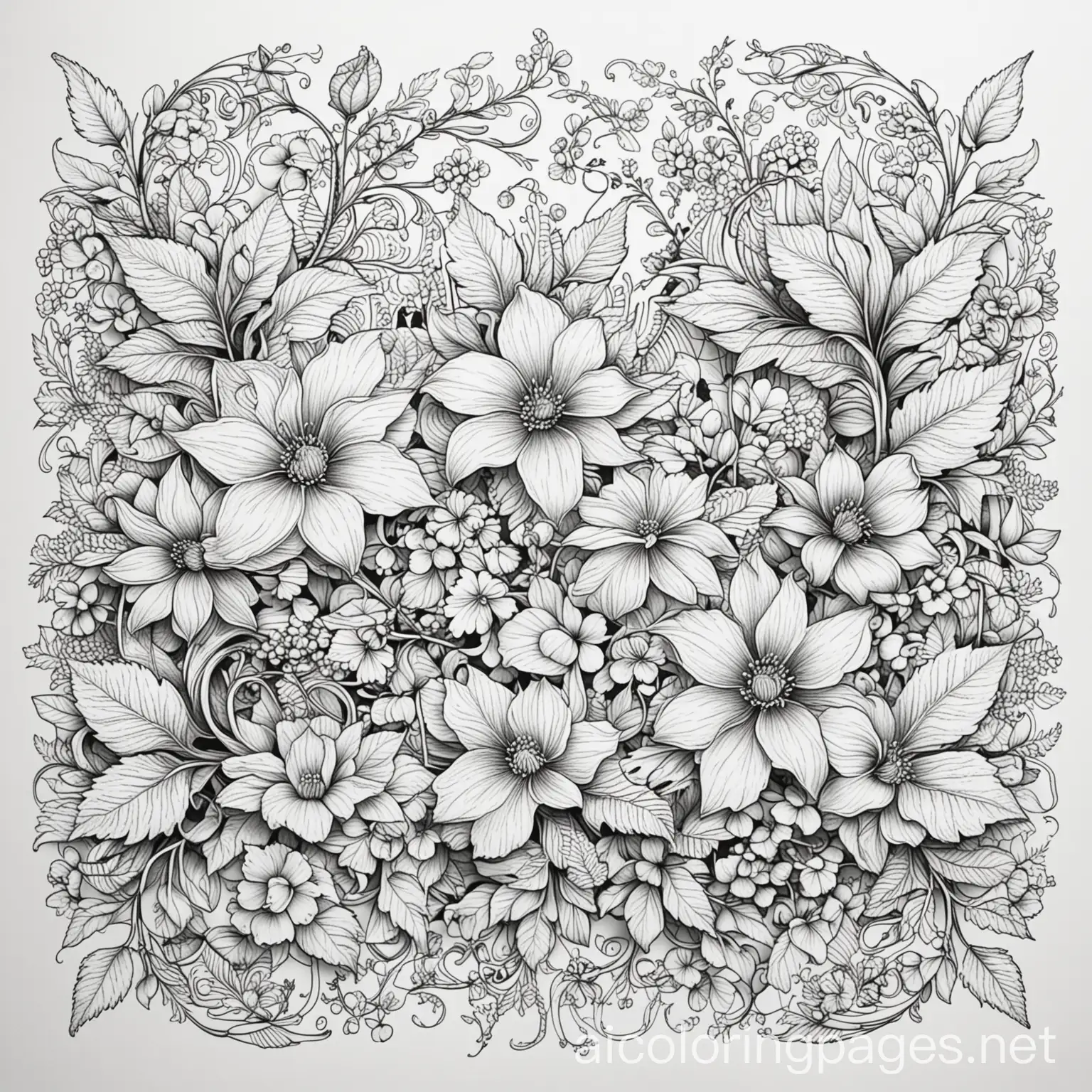 Intricate-Floral-Border-with-Centerpiece-Flower-Coloring-Page