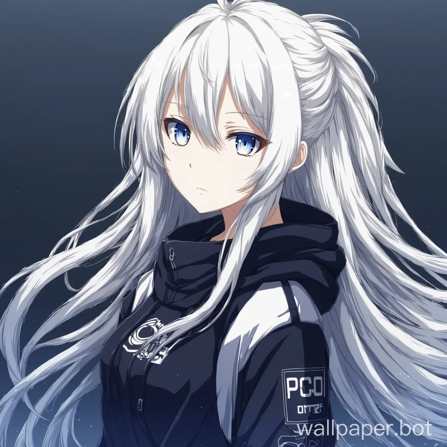 anime girl white haired pc cool