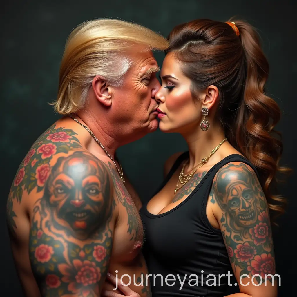 Tattoo-Design-of-Bolsonaro-Kissing-Lula-with-Trump-Watching-Jealously