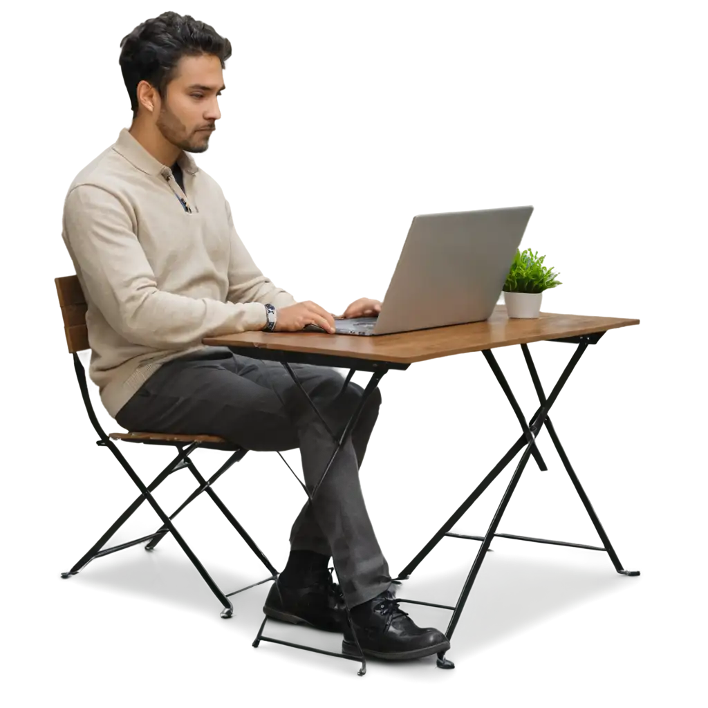 Professional-Man-with-Laptop-Sitting-at-Table-HighQuality-PNG-Image-for-Versatile-Use