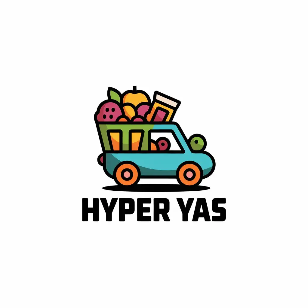 LOGO-Design-for-Hyper-Yas-Colorful-Car-Laden-with-Fruit-Snacks-and-Toys